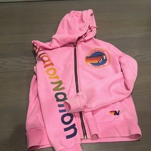 Aviator nation pink zip up sweatshirt  wear throughout